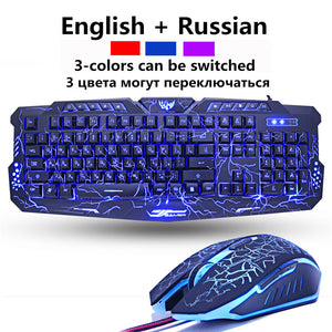 M200 Purple/Blue/Red LED Breathing Backlight Pro Gaming Keyboard Mouse Combos